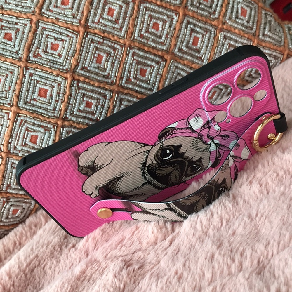 For iPhone 13,13 pro,13 pro max phone case with wrist strap kickstand keychain
